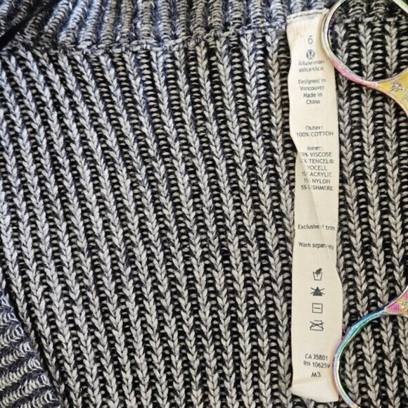 Lululemon Cardigan Women US 6 Marled Navy Knit Ribbed Vestigan Athleisure Cotton - Picture 3 of 16